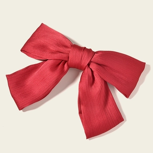 Korean Style Wedding Bride Pleated Satin Large Bow Spring Hair Clip For Women Bridesmaid Elegant Gauze Hair Accessories