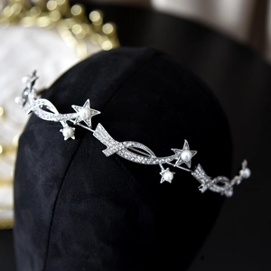 Cerchietto per Capelli in Lega con Stella e Strass per Donna Accessori da Sposa Matrimonio Compleanno Argento con Künstliche Perle Sintetiche