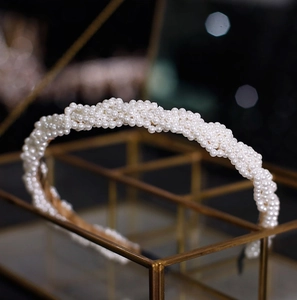 Handmade Artificial Pearl Headband Vintage Wheat Ear Braided Hairband For Bridal Wedding Women Elegant Hair Accessories