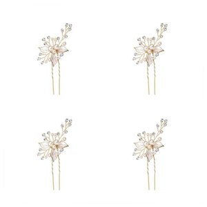 Épingles à Cheveux Mariée en Alliage Feuille Faites à la Main Künstliche Perle Strass Pics à Cheveux Mariage en Forme de U Femmes Bijoux
