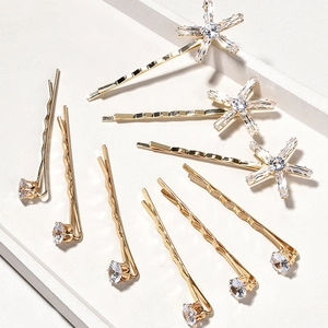 Luxury Zircon Artificial Pearl Hair Clips Alloy Star Snowflake Bobby Pins Gold Silver Bridal Wedding Daily Hair Accessories For Women