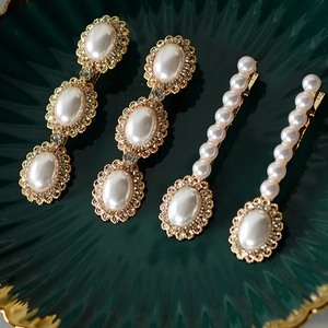 Korean Style Bride Gold Alloy Faux Artificial Pearl Rhinestone Hair Clips For Women Elegant Wedding Party Hair Accessories