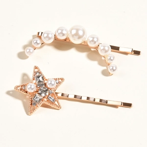 Barrettes à Cheveux Élégantes en Alliage Künstliche Perle d'imitation Étoile Lune Épingles à Cheveux de Mariée Strass Bijoux de Tête Femme
