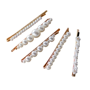Élégantes Pinces à Cheveux Künstliche Perles Blanches Pour Femmes Alliage Or Épingles à Cheveux Mariage Barrettes Latérales Mode Accessoires