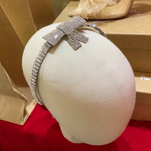 French Sweet Princess Bow Full Rhinestone Headband For Women Glitter Alloy Sparkling Hair Accessories Wedding Party Bridal Hairband