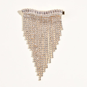 Bridal golden hair clip with colorful zircon tassel rhinestones for wedding accessories