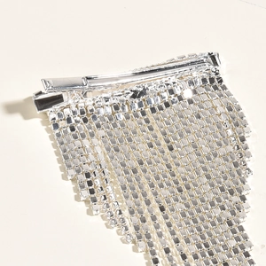Silver bridal hair clip with sparkling colorful zircon tassels for wedding parties