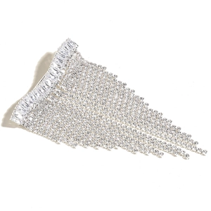 Luxurious bridal rhinestone hair clip with cascading colorful zircon tassels in silver