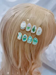 Détails du lot de 8 barrettes de printemps avec motifs tulipe, lapin et ours