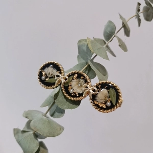Retro Japanisch Handgefertigte Trockenblumen Harz Haarklammer Gold Legierung Schmetterling Bogen Seitenclip Damen Haarschmuck