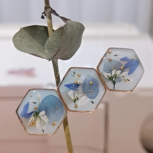 Handgefertigte Harz Trockenblumen Haarklammern Mori Stil Hexagon Blumen Entenschnabel Seitenclips Für Damen Mädchen Haarschmuck