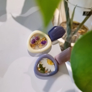 Fermaglio per Capelli in Resina Fiori Secchi Fatto a Mano Gipsofila Crisantemo Foglia d Oro Clip Geometrica a Becco d Anatra