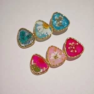 Pince à Cheveux en Résine Fait à la Main Fleurs Séchées Réelles Avec Feuille d'Or Künstliche Perle Style Coréen Bijoux de Cheveux