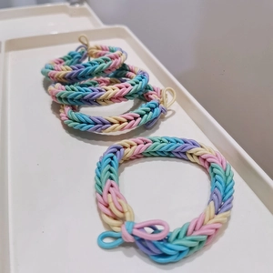Women Macaron Rainbow Braided Hair Ties Elastic Braided Bracelets For Girls Colorful Fresh Sweet Daily Use Hair Accessories