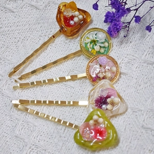 Barrette Cheveux en Résine Fleurs Séchées Fait Main Alliage Doré Künstliche Perle Floral Douce Fée Accessoire Pour Femmes