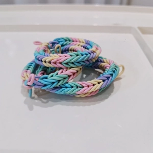 Rainbow braided elastic hair bands in soft macabre macaron colors for women gift