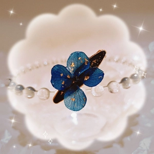 Handmade Vintage Preserved Flower Resin Hair Clip With Gold Foil Blue Hydrangea Petal Alligator Clip For Women Hair Accessory