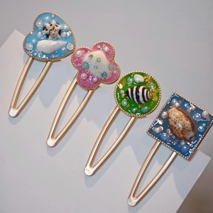 Handmade Ocean Style Shell Faux Artificial Pearl Resin Gold Alloy Hair Clip For Women Summer Beach Niche Sweet Duckbill Side Clip