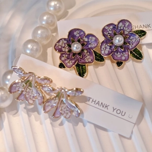 Vintage Elegant Flower Stud Earrings Alloy Resin Real Dried Flower With 925 Sterling Silver Earring Post Jewelry For Women