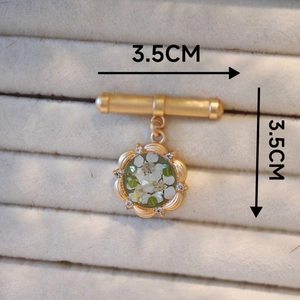 Handmade Monet oil painting style flower brooch with gold plating and zircon details