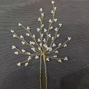 Épingle à cheveux faite main avec perles blanches pour coiffure de mariée et mariage