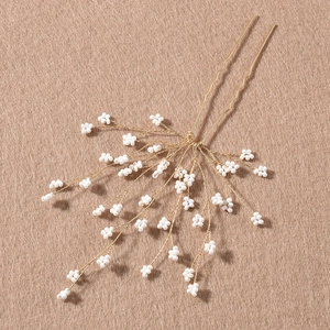 Épingle à Cheveux Mariage Fait Main Fil de Fer Doré Künstliche Perle Artificielle Fleur Branche pour Mariage Fête Bijoux Femme