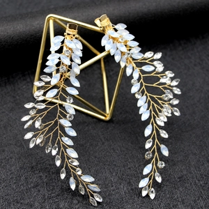 Pinces à Cheveux de Mariée Fait Main Design de Branche de Feuille Alliage Cristal Strass pour Mariage Fête Femme Bijoux