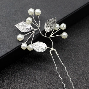Épingle à Cheveux en Alliage de Feuilles et Künstliche Perles Fait à la Main pour Mariée Élégante Épingle en U Accessoire Cheveux Femme