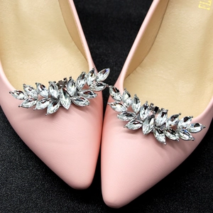 Detachable Alloy Rhinestone Shoe Clips Bridal Wedding High Heels Decoration Marquise Leaf Design Fashion Shoes Accessories For Women
