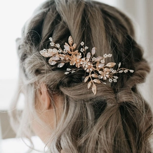 Pettine per Capelli da Sposa Fatto a Mano Con Künstliche Perle Sintetiche e Strass Pettine Laterale in Lega Floreale per Matrimonio Donna