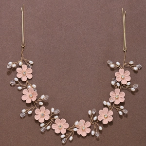 Handgefertigte Blumen Braut Haarband Künstliche Perle Strass Hochzeit Kopfschmuck Wald Stil Haarschmuck Für Brautjungfern Mädchen Damen