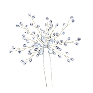 Épingle à cheveux de mariée dorée avec cristaux faits main et strass en forme de U