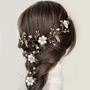 Floral Hair Vine And Hairpins Alloy Artificial Pearl Rhinestone Bridal Wedding Hair Accessory For Women Party Bohemian Elegant