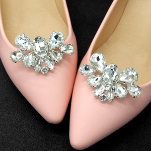 Eleganti Fibbie per Scarpe in Lega di Cristallo a Fiore Clip Decorative con Strass Brillanti per Scarpe da Sposa Tacchi Alti Donna