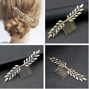 Vintage Alloy Leaf Branch Hair Comb For Women Gold Silver Metallic Willow Leaf Bride Headband Wedding Party Hair Accessories