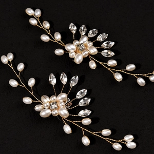 Clip per scarpe da sposa fatte a mano con perle e cristalli su filo d'oro accessorio