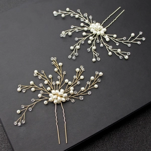 Forcina Per Capelli Da Sposa Fatta A Mano Con Künstliche Perle E Cristalli A Forma Di U Copricapo Da Sposa Donna Damigella Lega Oro Argento