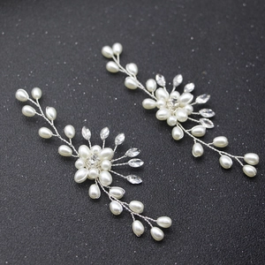 Clip per scarpe da sposa in argento con perle a goccia bianche e strass brillanti
