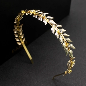 Goldenes Blattkrone-Stirnband mit Strass für griechische Braut oder Kostüm-Accessoires