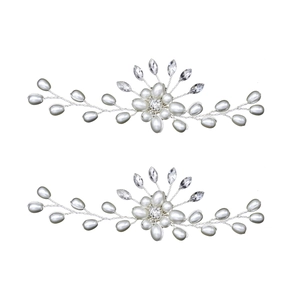 Clip per scarpe da sposa fatta a mano con perle e cristalli per decorazione nozze
