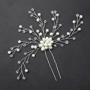 Forcina per capelli da sposa fatta a mano con perle e cristalli per acconciature da sposa