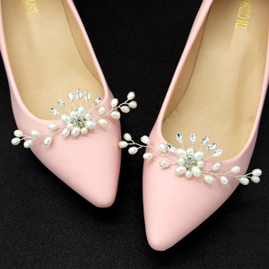 Clip per Scarpe in Künstliche Perle e Strass Fatte a Mano per Matrimonio Sposa Fiori Decorazione Accessori in Lega Cristallo Fiore per Scarpe Donna