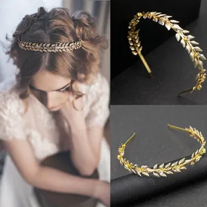 Vintage Griechische Göttin Gold Silber Legierung Metall Blatt Haarband Strass Lorbeerkranz Krone Braut Hochzeit Haarschmuck