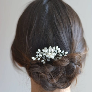 Handmade Silver Alloy Artificial Pearl Rhinestone Bridal Hair Stick U-Shaped Hairpin For Wedding Banquet Party Women Hair Accessories