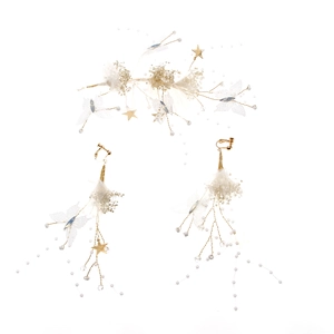 Parure de mariage avec papillons en dentelle blanche et boucles d'oreilles étoiles