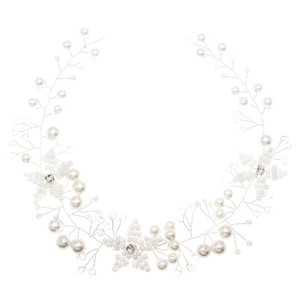Vigne de cheveux de mariée élégante avec perles et cristaux sur fil d'argent pour mariages