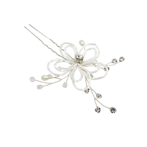 Kit d'épingles à cheveux élégant avec fleurs en perles blanches pour mariée