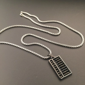Hip Hop Stainless Steel Abacus Pendant Necklace For Men Women Electroplated Black Gold Silver Industrial Jewelry Box Chain