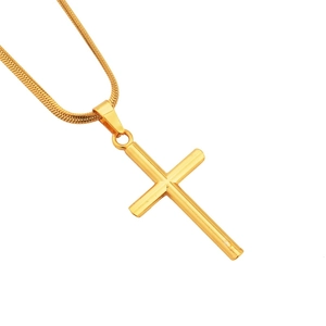 Minimalist Gold Plated Alloy Cross Pendant Necklace For Unisex Religious Classic Snake Chain Jewelry Everyday Accessory