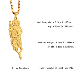 Collier avec pendentif religieux Saint Jude Thaddée en alliage doré avec dimensions